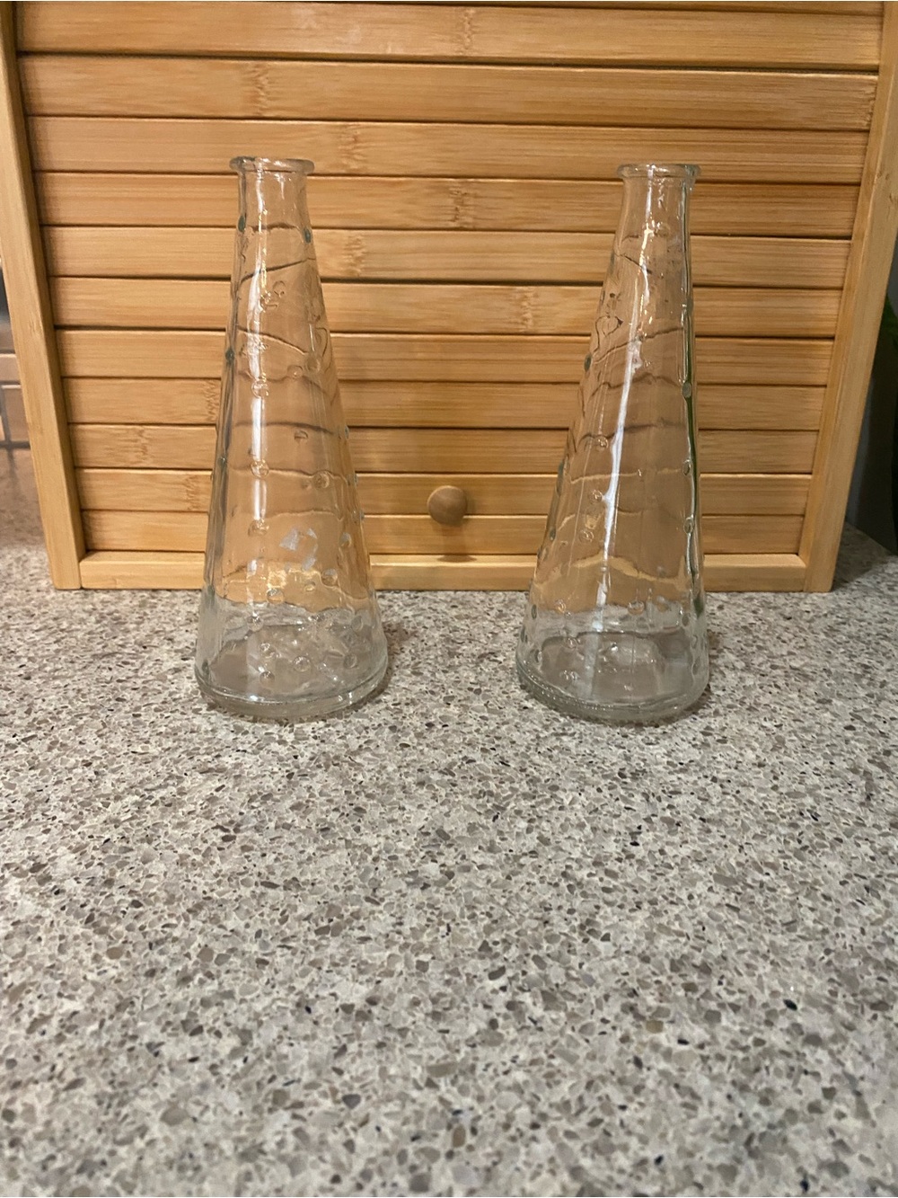 IKEA Emma Dafnas Clear Textured Glass Cone Bud Vases - Pair
